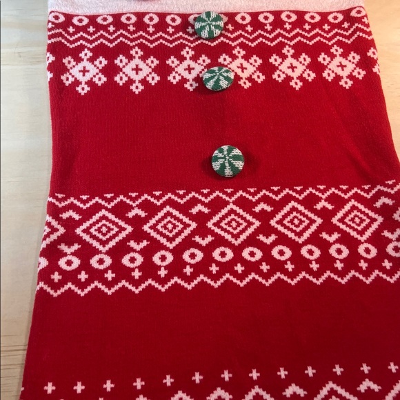 NWT Red/White Knit  Sleeves Christmas Dress  & Festive Buttons Mini Sz M - Picture 7 of 9